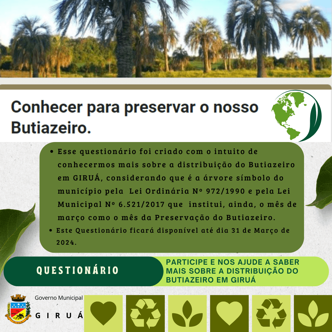 Questionário visa reunir dados para saber mais sobre a distribuição dos butiazeiros em Giruá 