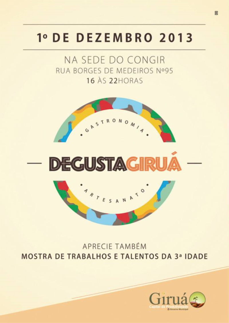 Comunidade está convidada a prestigiar o Degusta Giruá