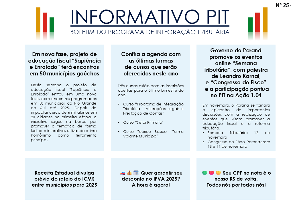 <p>Informativo PIT N&ordm; 25 - Outubro de 2024</p>