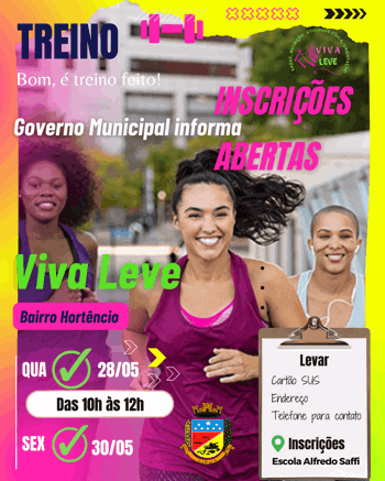<p><strong>Inscri&ccedil;&otilde;es abertas para o Projeto Viva Leve no Bairro Hort&ecirc;ncio&nbsp;</strong></p>