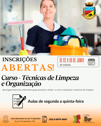 <p><strong>Governo Municipal de Giru&aacute; oferece curso gratuito de T&eacute;cnicas de Limpeza e Organiza&ccedil;&atilde;o</strong></p>