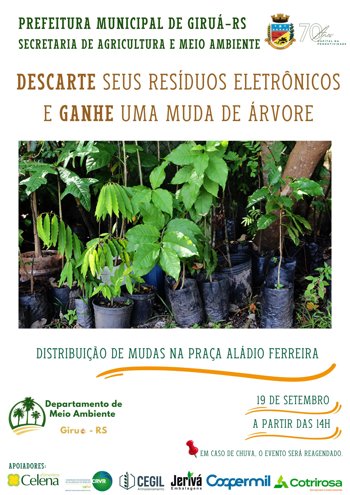<p><strong>Governo Municipal</strong><strong> promove a&ccedil;&atilde;o ambiental com doa&ccedil;&atilde;o de mudas e recolhimento de </strong><strong>res&iacute;duos</strong><strong> eletr&ocirc;nicos</strong></p>