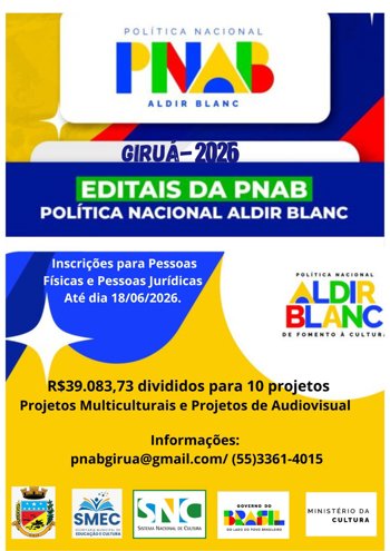 Governo Municipal abre inscri&ccedil;&otilde;es para projetos culturais da PNAB 2026