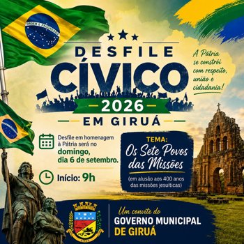 Desfile C&iacute;vico de 2026 ser&aacute; antecipado para o dia 6 de setembro