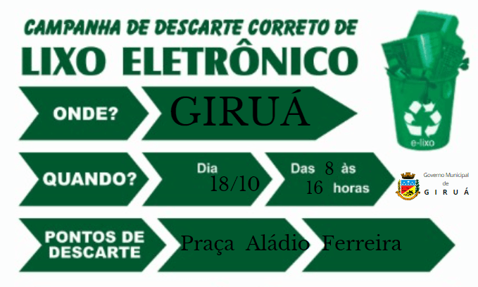 Giruá terá nova etapa de recolhimento de resíduos eletrônicos no dia 18 de outubro