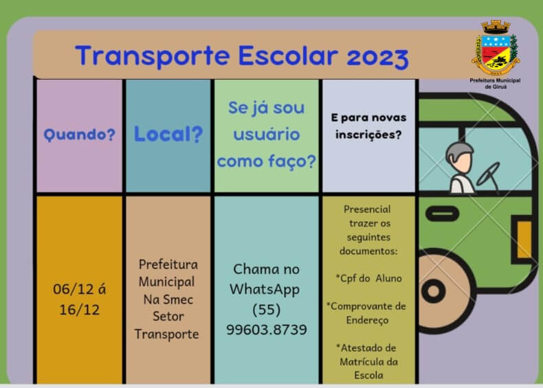 Transporte Escolar com inscrições abertas para o ano de 2023