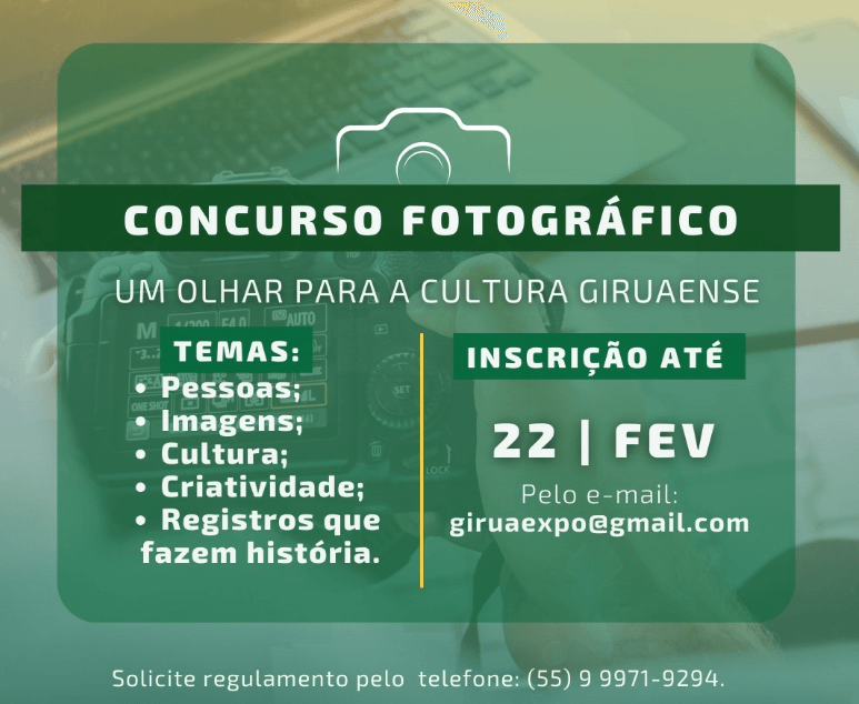 Inscrições para fotógrafos participarem de concurso encerram no próximo dia 22
