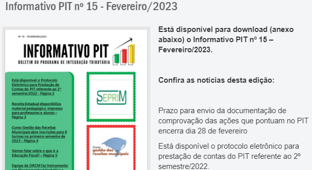 Confira a 15ª edição do Informativo PIT - Boletim Do Programa De Integração Tributária