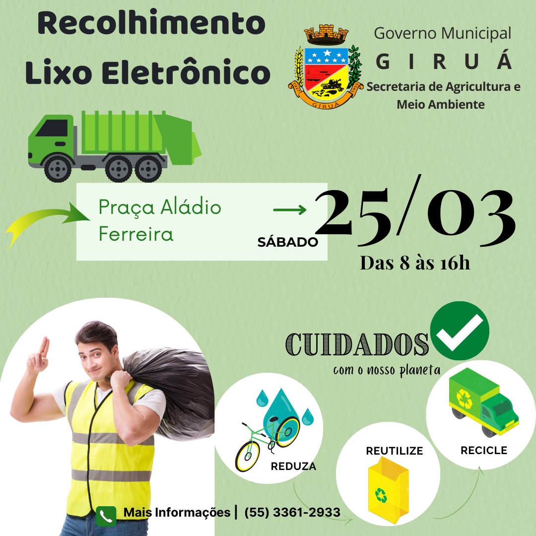 Recolhimento de resíduos eletrônicos acontecerá no dia 25 de março