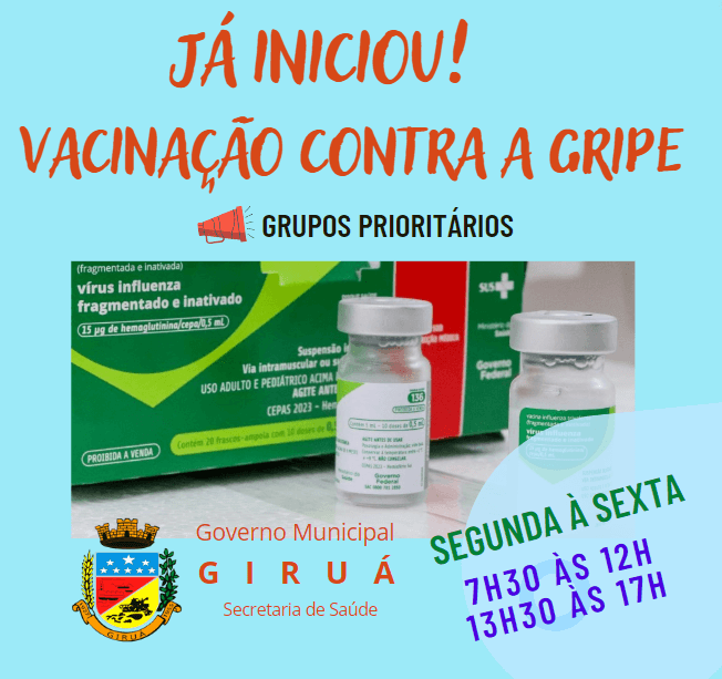 Secretaria Municipal de Saúde iniciou vacinação contra gripe para grupos prioritários