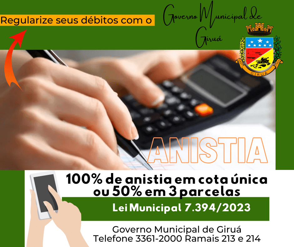 Governo concede anistia para quitação de débitos com a receita municipal