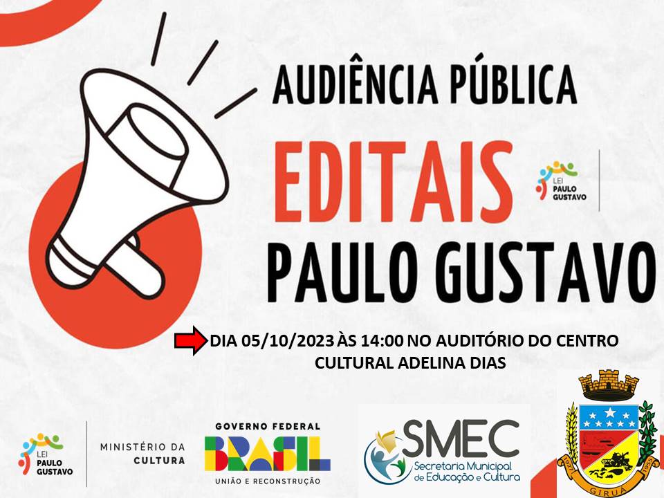 Audiência Pública da Lei Paulo Gustavo será no dia 5 de outubro