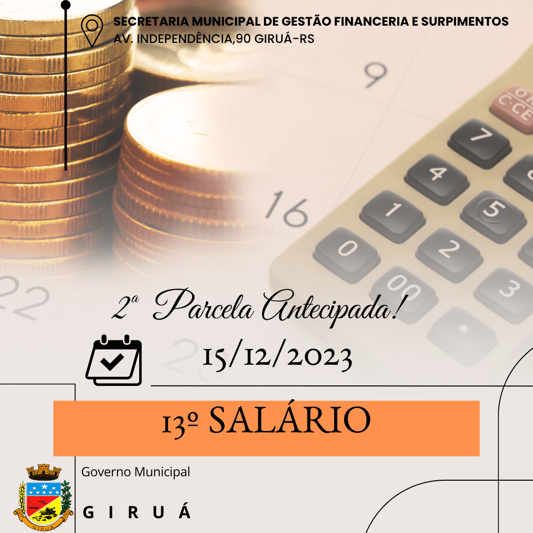 Governo Municipal antecipará pagamento do 13º salário