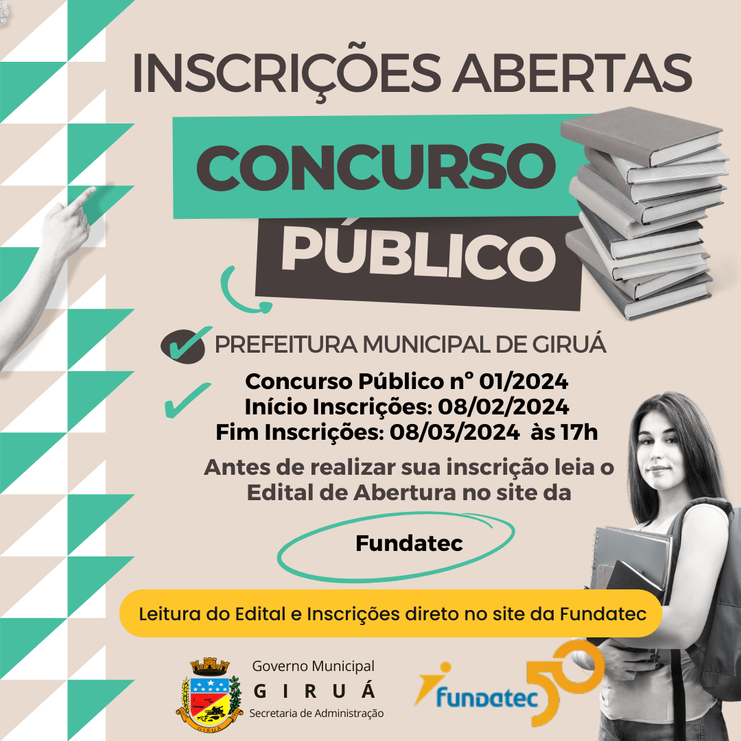 Inscrições abertas para Concurso Público em Giruá
