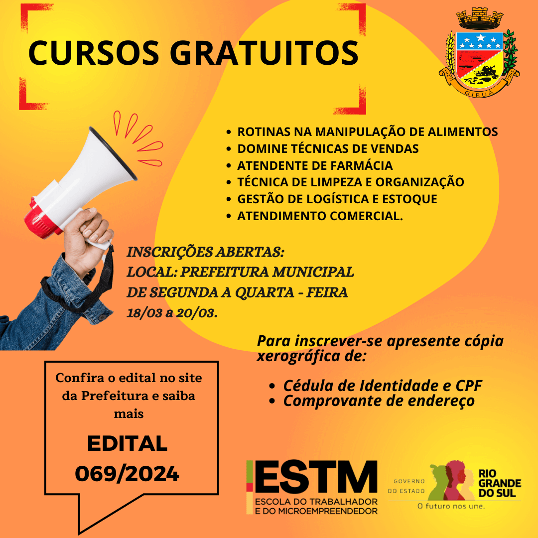 O Governo Municipal promove cursos de qualificação profissional gratuito