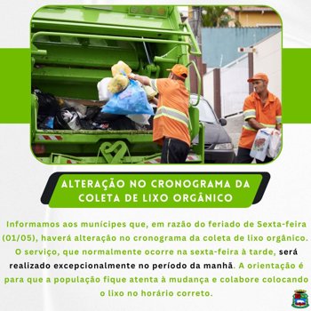 altera&ccedil;&atilde;o no cronograma da coleta de lixo org&acirc;nico