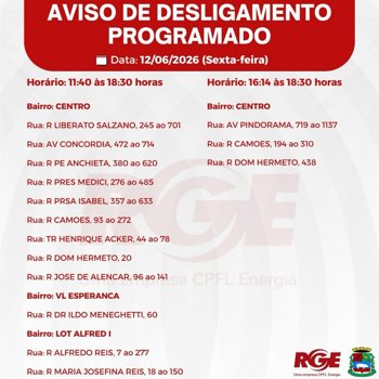 DESLIGAMENTO PROGRAMADO&nbsp;