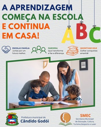 A aprendizagem come&ccedil;a na escola e continua em casa