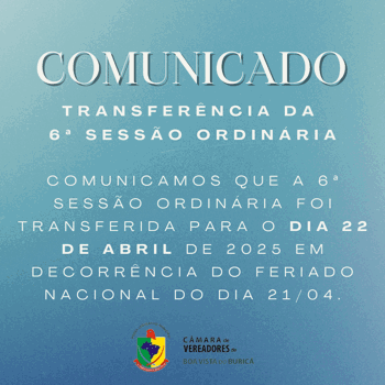 <p><strong>TRANSFER&Ecirc;NCIA DA 6&ordf; SESS&Atilde;O ORDIN&Aacute;RIA DE 2025</strong></p>