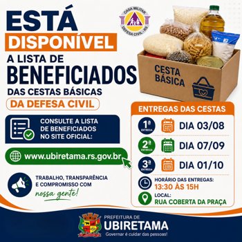 Fam&iacute;lias beneficiadas com as cestas b&aacute;sicas da Defesa Civil!