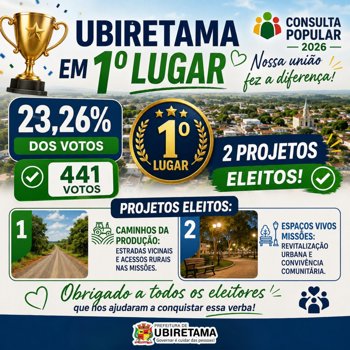 UBIRETAMA &Eacute; 1&ordm; LUGAR NA CONSULTA POPULAR 2026!