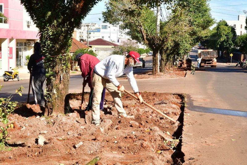 Canteiros da Avenida Rio Grande do Sul estão sendo revitalizados