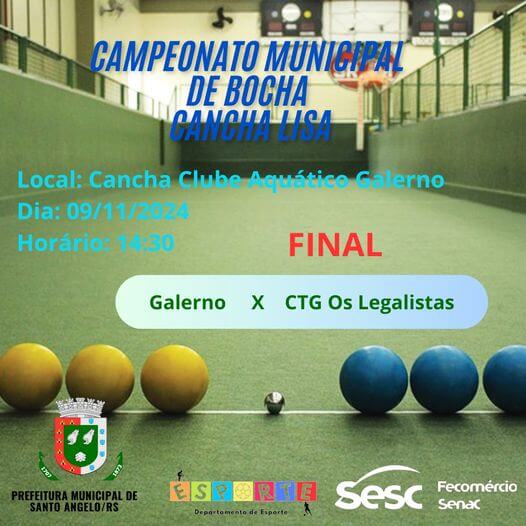 Sábado é a final do Municipal de Bocha