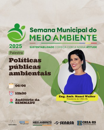 <p>Presidente do CREA-RS ministra palestra sobre Pol&iacute;ticas P&uacute;blicas Ambientais durante a Semana do Meio Ambiente</p>