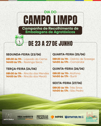<p>Dia do Campo Limpo: campanha de recolhimento de embalagens de agrot&oacute;xicos acontece de 23 a 27 de junho</p>