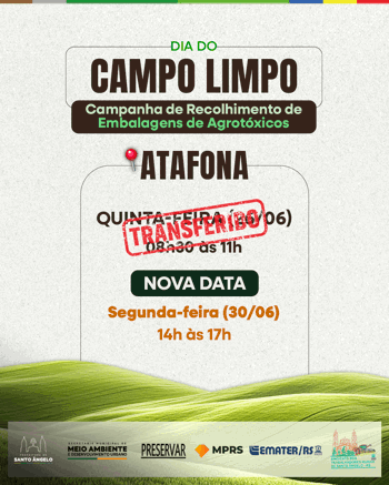 <p>Dia do Campo Limpo na localidade da Atafona &eacute; transferido para segunda-feira (30)</p>