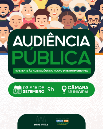 <p>Prefeitura convoca para Audi&ecirc;ncia P&uacute;blica sobre altera&ccedil;&otilde;es no Plano Diretor Municipal</p>