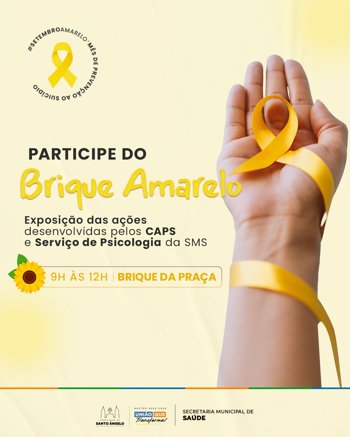 <p>Sa&uacute;de promove a&ccedil;&atilde;o do Setembro Amarelo no Brique da Pra&ccedil;a neste domingo (14)</p>