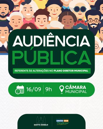 <p>Nova audi&ecirc;ncia p&uacute;blica sobre altera&ccedil;&otilde;es no Plano Diretor Municipal ser&aacute; realizada nesta ter&ccedil;a-feira (16)</p>