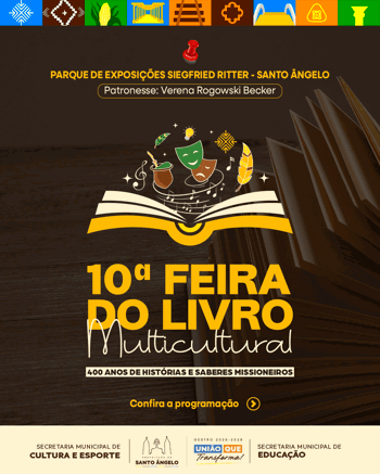 <p><span style="font-weight: 400;">10&ordf; Feira do Livro Multicultural de Santo &Acirc;ngelo acontece de 22 a 29 de outubro; confira a programa&ccedil;&atilde;o<br /></span></p>