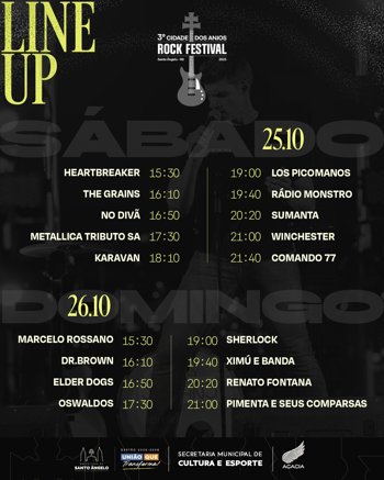 <p>3&ordm; Festival Cidade dos Anjos leva mais de 10 horas de rock ao palco da 10&ordf; Feira do Livro Multicultural</p>