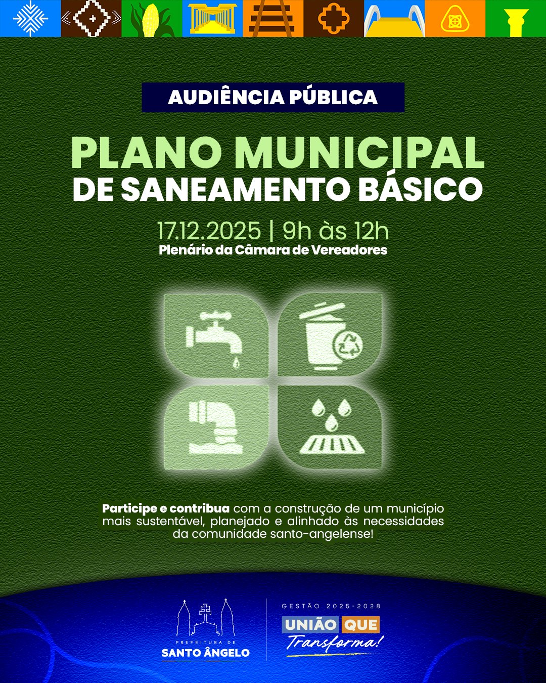 <p>Prefeitura convida para audi&ecirc;ncia p&uacute;blica sobre atualiza&ccedil;&atilde;o do Plano Municipal de Saneamento</p>