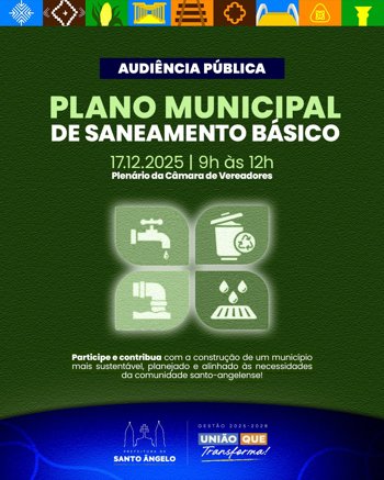 <p>Prefeitura convida para audiência pública sobre atualização do Plano Municipal de Saneamento</p>