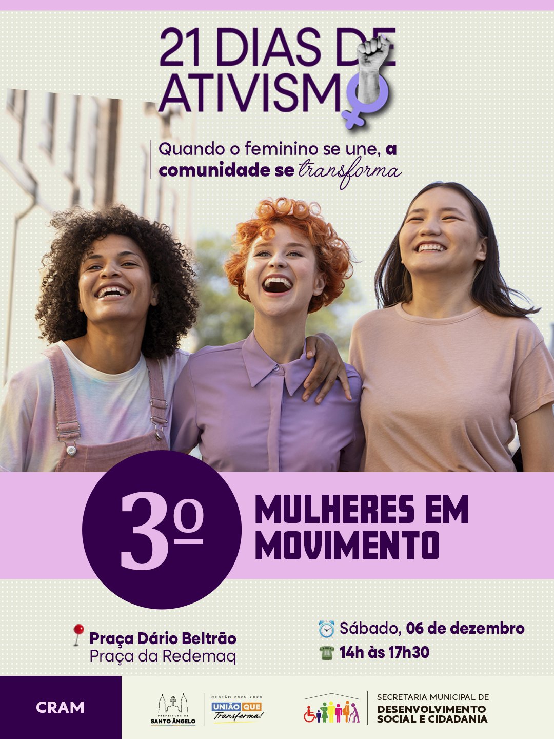 <p>21 Dias de Ativismo: 3&ordm; Mulheres em Movimento acontece neste s&aacute;bado (06)</p>
