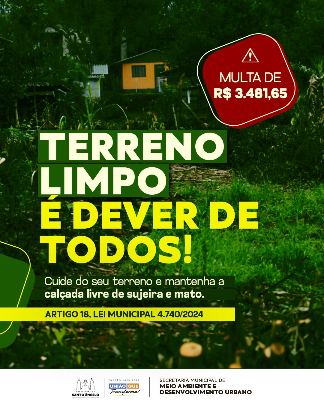 <p>Limpeza de terrenos &eacute; dever legal e contribui para a sa&uacute;de p&uacute;blica</p>