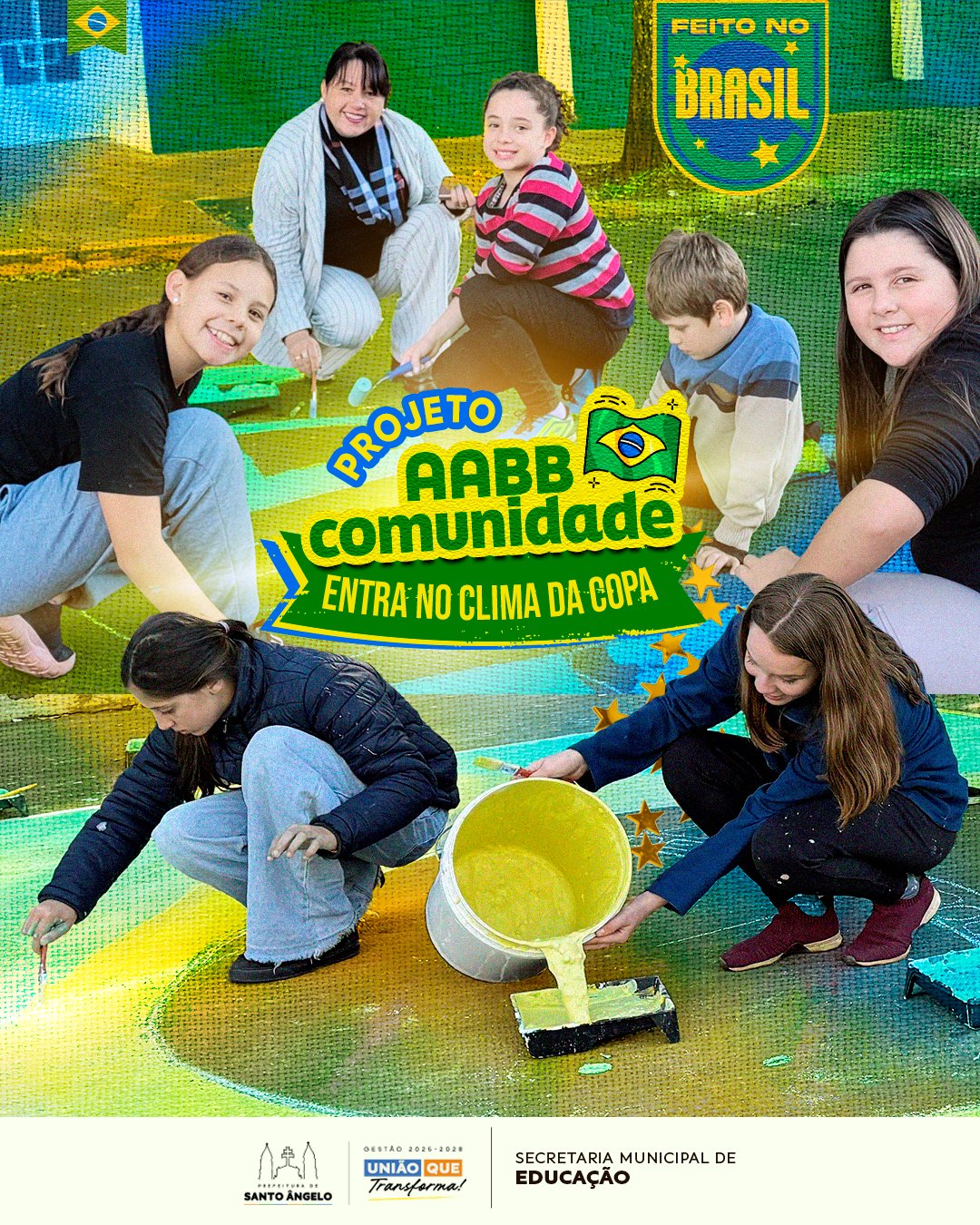 <span style="font-size: 10pt;">Alunos do Projeto AABB Comunidade pintam rua e entram no clima da Copa em Santo &Acirc;ngelo</span>