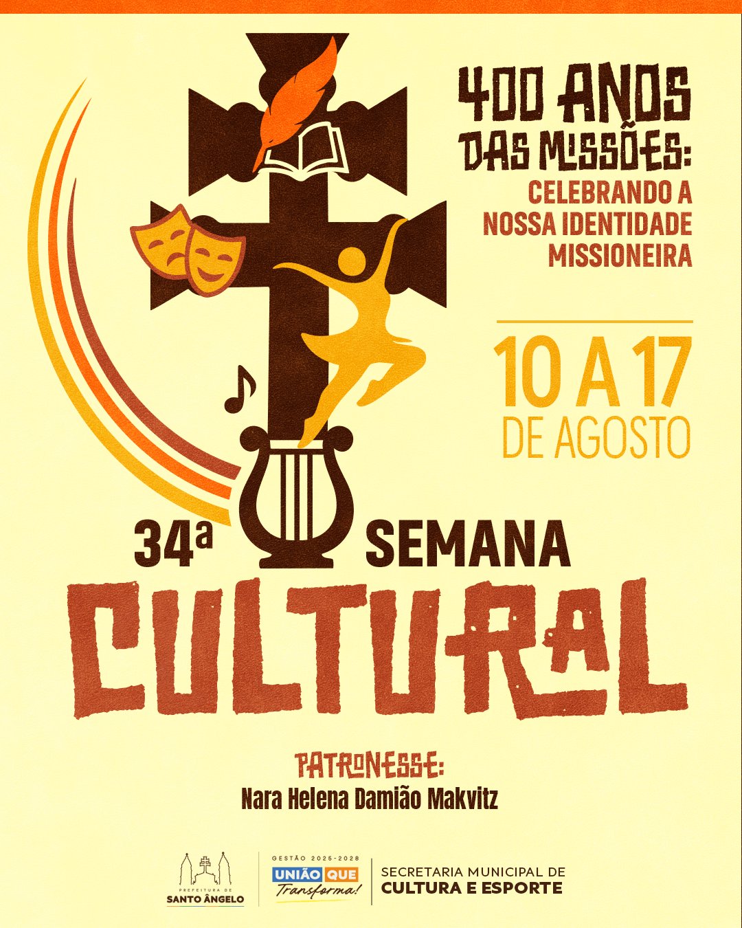 <span style="font-size: 10pt;">Santo &Acirc;ngelo promove a 34&ordf; Semana Cultural com programa&ccedil;&atilde;o dedicada aos 400 Anos das Miss&otilde;es</span>