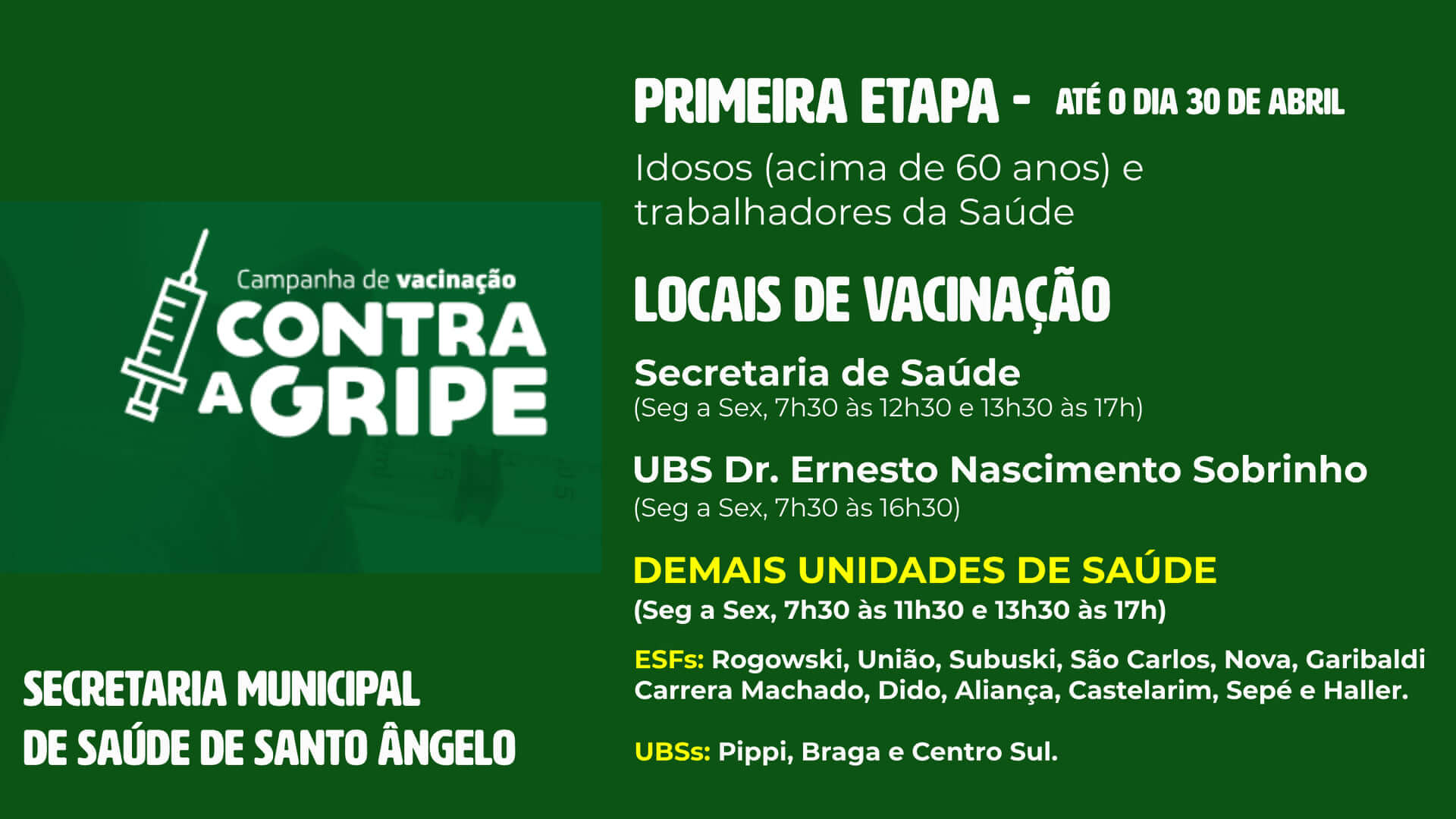 Saiba onde realizar a Vacina contra a Gripe