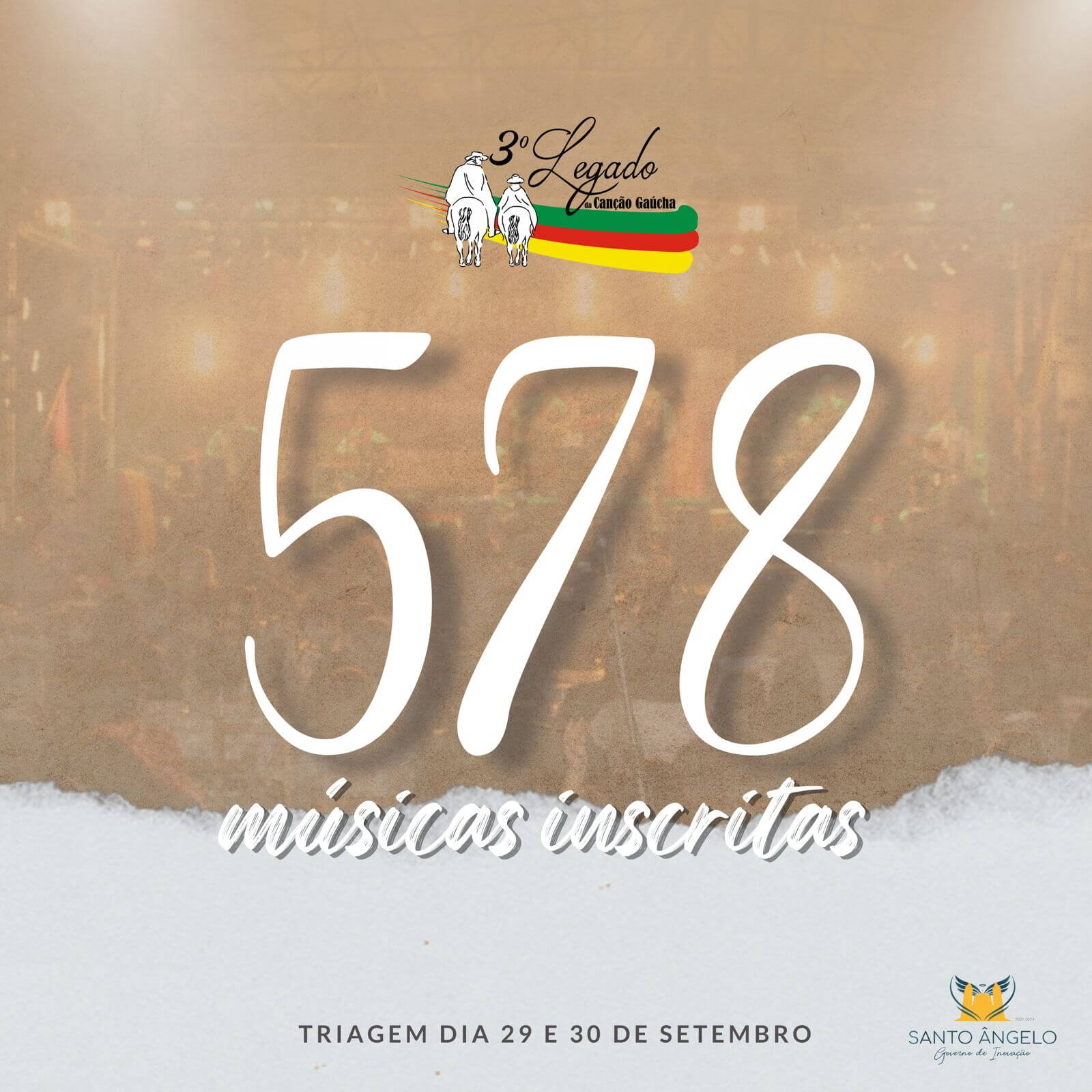 3º Legado da Canção Gaúcha recebe 578 inscrições