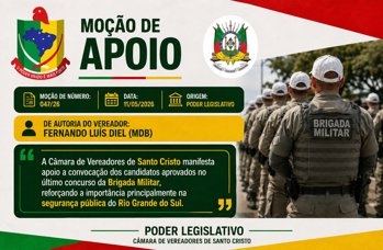 Mo&ccedil;&atilde;o de Apoio &agrave; convoca&ccedil;&atilde;o dos concursados excedentes aprovados para a Brigada Militar