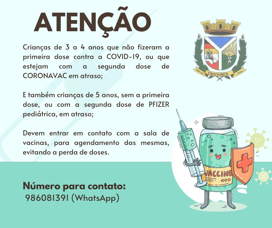 Vacinação de crianças de 3 a 5 anos contra a Covid-19.