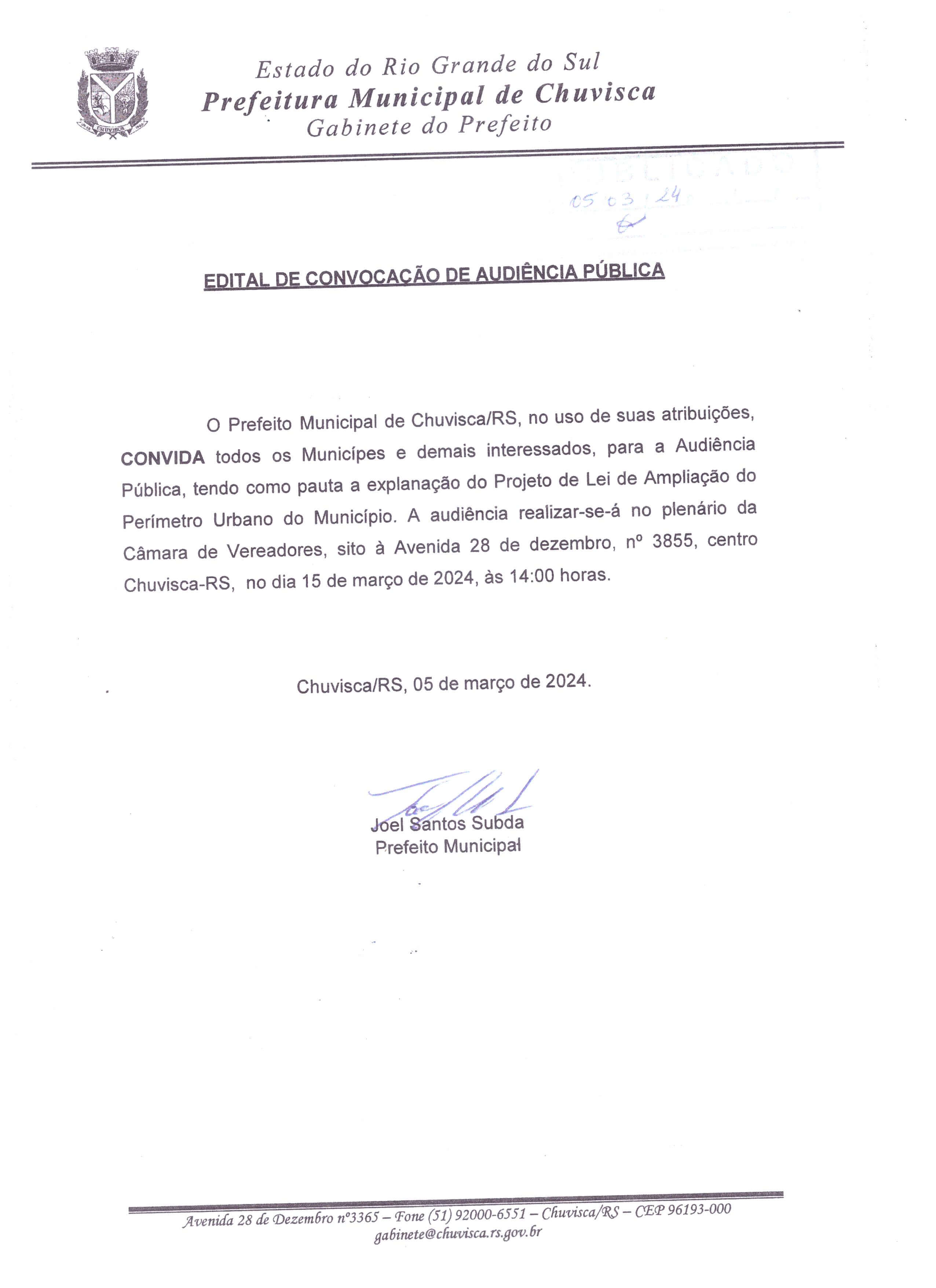 Convite para Audiência Pública