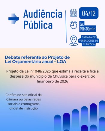 <p>Convite para Audi&ecirc;ncia P&uacute;blica!!!</p>