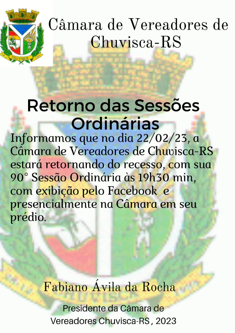 Retorno das Sessões Ordinárias 