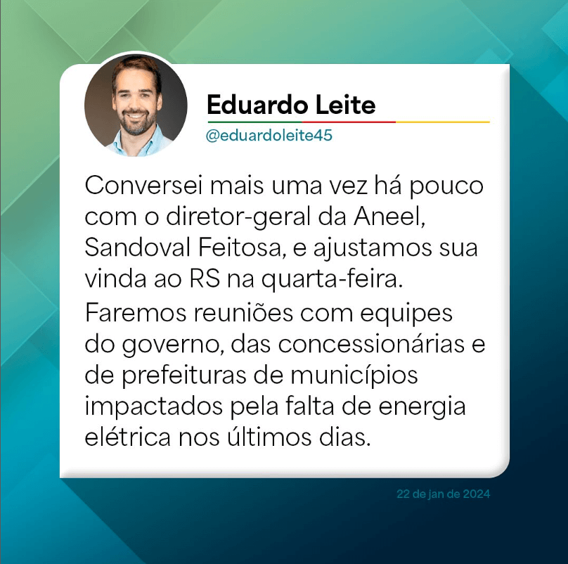 GOVERNO DO ESTADO CANCELA AGENDA EM NOVO TIRADENTES PARA ATENDER PROBLEMAS DE FALTA DE ENERGIA NA REGIÃO METROPOLITANA