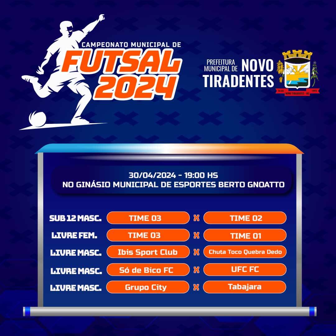 <p><span style="font-size: 12pt; font-family: verdana, geneva, sans-serif;"><strong>TER&Ccedil;A-FEIRA, 30 DE ABRIL TER&Aacute; IN&Iacute;CIO NOVA FASE DO CAMPEONATO MUNICIPAL DE FUTSAL</strong></span></p>